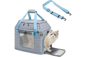 Top-Expandable Pet Carrier: NOBLE DUCK Airline Approved Pet Travel Bag for Cats/Dogs Up to 20 Lbs | Soft-Sided, Multi-Sided Breathable with Anti-Escape Zipper & Privacy Curtain to Reduce Stress