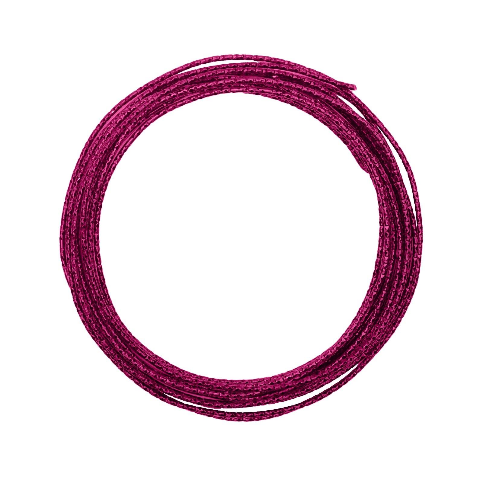 Vaessen Creative Aluminium Craft Wire Hammered 16.4 ft (5 m) x 0.08" (2 mm) Strong Pink (Rose) - Flexible Metallic Wire for Crafting, Flower Arranging, Jewellery Making and Modelling