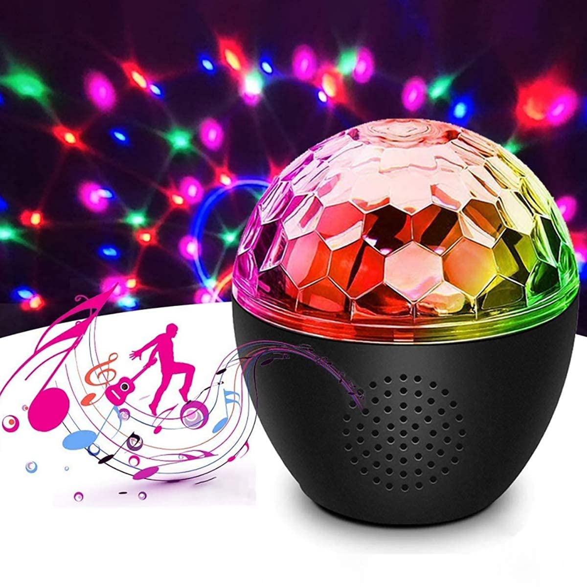 16 Colors Sound Activated Disco Ball Light,Disco Ball and Lights with Remote Control,Party Lights Adjustable Brightness Rotating Disco Light for Parties,Holidays,Birthdays,Christmas(Built in Battery)