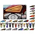 Motorcycle Gas Tank Decals/Sets - for Harley Davidson Sportster Honda Shadow Suzuki Kawasaki Indian Yamaha (Old School - Orange Cream - 2pc Side Tank Decals)