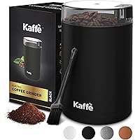 Kaffe Electric Coffee Grinder - Black - 3oz Capacity with Easy On/Off Button. Cleaning Brush Included. Grind Fresh…