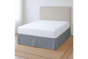 Cache-sommier plissé avec coins fendus – Cache-sommier plissé gris clair – Cache-sommier plissé pour grand lit – Cache-sommie