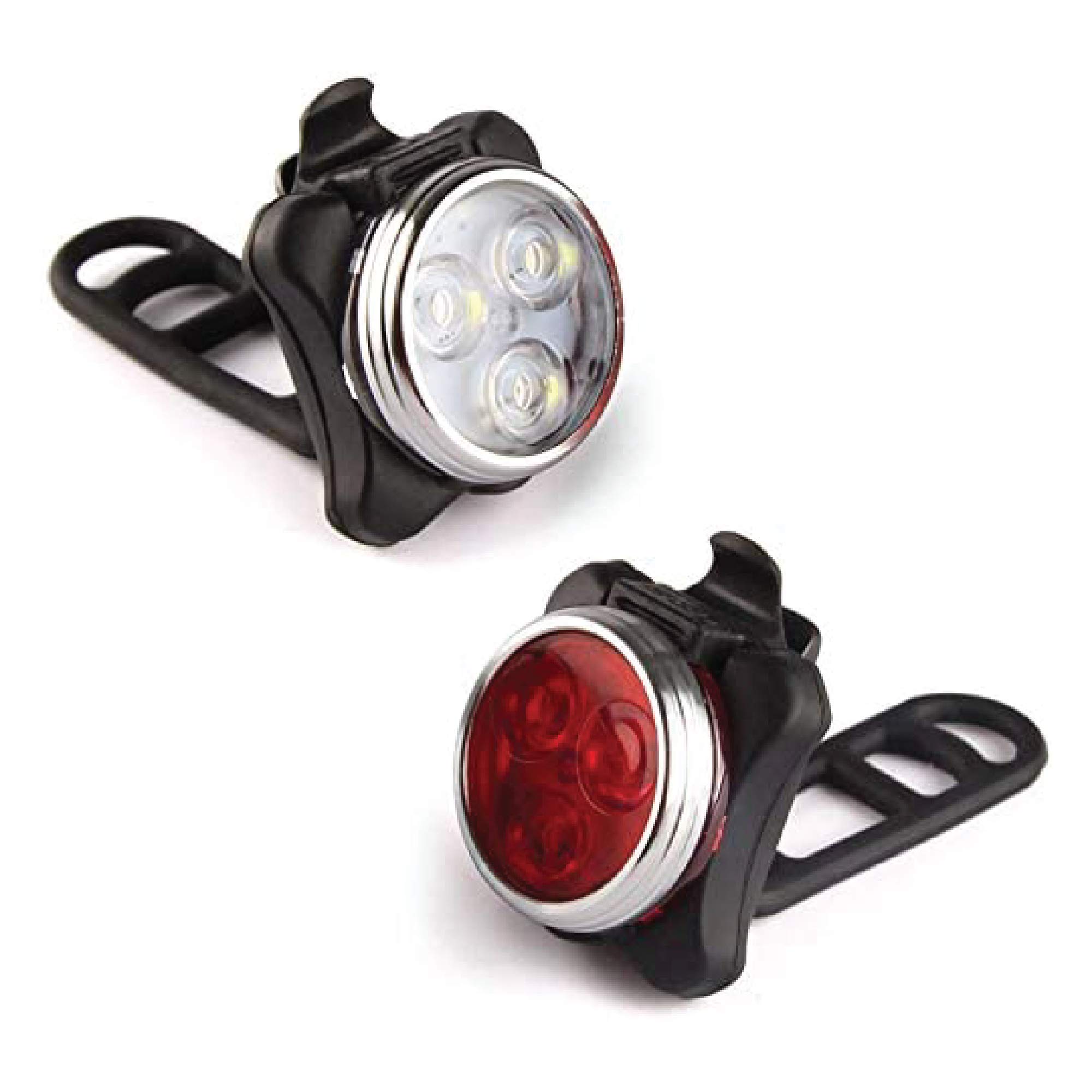 PCL Media ltd Lightweight Waterproof USB Rechargeable Bicycle LED Bike Lights, Front and Back, Red & White