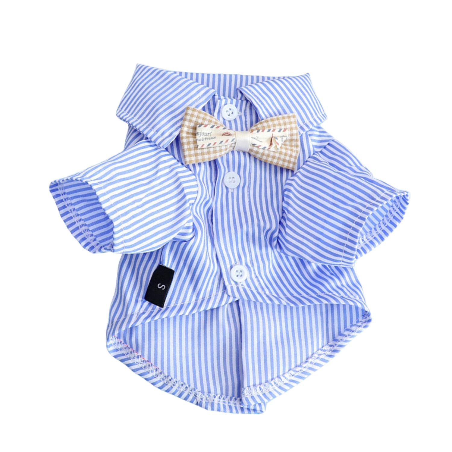 BT Bear Dog Shirts for Small Dogs Cats,Striped Shirt with Bow Tie Summer Dog Soft Breathable Pet Outfit Apparel Coats Tops for Small Medium Dogs,Blue L