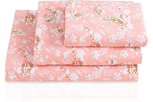 LONAVA Twin Sheet Set Kids - Pink Bunnie 3 Pieces Soft Cute Microfiber Bed Sheet for Boy Girls Teens, Oeko Texted Breathable Cooling Fabric & Deep Pocket Full Elastic Sheets