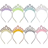 Zifengcer Birthday crown,8 Pack Princess Crown Headband, Glitter Sequin Crown Headband, Shiny Tiaras and Crowns Hair Accessories for Birthday Party, Proms, Gifts