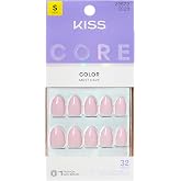 Kiss Core, Press On Nails, Nail glue included, 'Euphonious', Pink, Short Size, Almond Shape, Includes 32 Nails, 2g Glue, 1 Manicure Stick, 1 Mini File