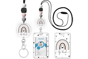 MCAPIRIVO Rainbow Be Kind Lanyards for Id Badges and Keys, Teacher ID Badge Holder, Breakaway Lanyard, Silicone Beaded Lanyard for Women Teacher Nurse, ID Name Tag Card Badge Holder, Lanyard Keychain