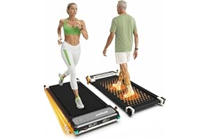 FINEHORSE 2 Side Walking Pad Treadmill with Incline Massage Function, 2 in 1 Under Desk Treadmills Walking Pad and Foot Massager for Home/Office, Portable Treadmill with Remote Control LED Display