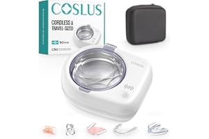 COSLUS Sonic Retainer Cleaner Machine: Cordless Professional Dental Cleaning Pod for Retainer, Aligner, Night Guard Deep Cleaning - Rechargeable Mini Travel Design, Quiet for Home Use with Timer
