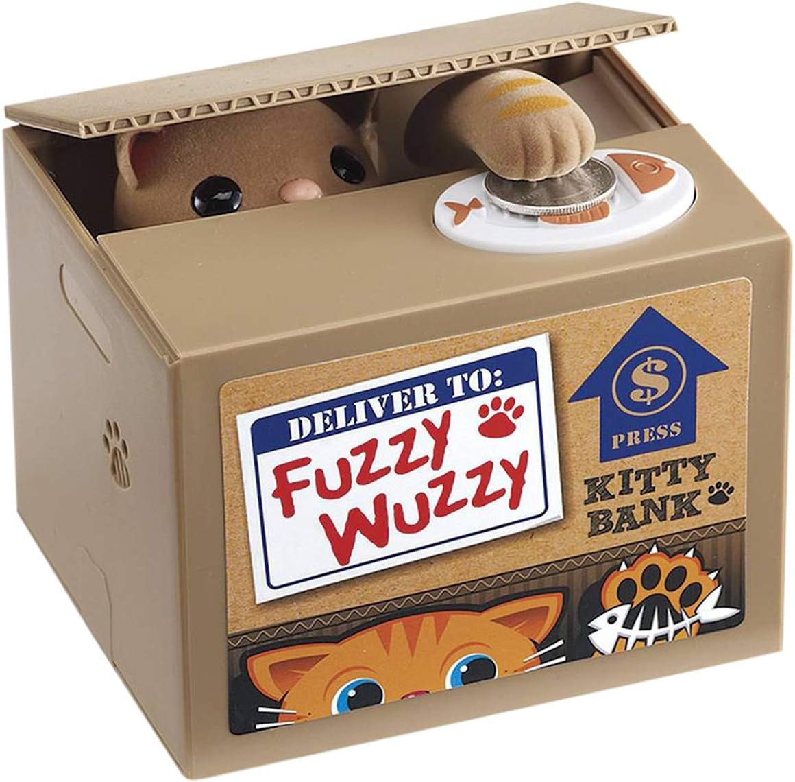 Fuzzy Wuzzy Kitty Mechanical Bank - Yellow
