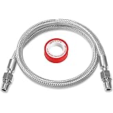 TSWGTG 1/4" x 40" Stainless Air Compressor Jumper Hose with NPT Adapters | G1/4 swivel ends reduce hose twist in tight line routing; braided sleeve resists abrasion, corrugated core manages vibration