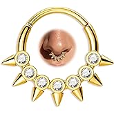 Jewseen 16G Spike Septum Ring 316L Surgical Steel Septum Piercing Jewelry 8MM 10MM Daith Piercing Jewelry 316L Stainless Steel Daith Earring for Women