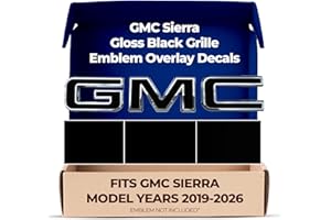 GMC Sierra Gloss Black (Blackout) Grille GMC Emblem Overlay Decals 2019-2025