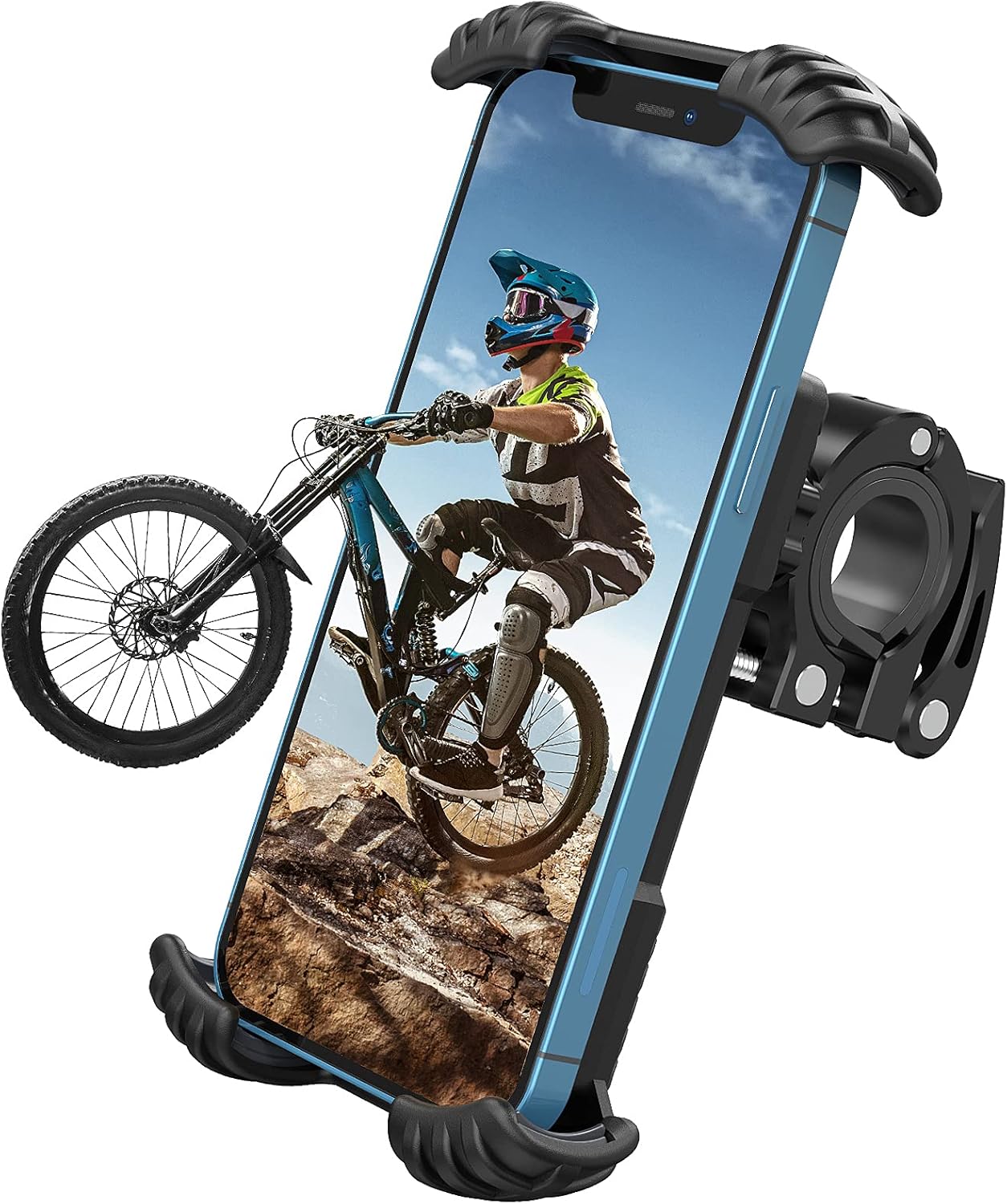 Nulaxy H18 Bike Phone Mount, Bicycle Phone Holder - Handlebar Adjustable Motorcycle Cell Phone Mount Clamp, Compatible with Phone 12 / Phone 11 Pro Max, S9, S10, S20+ and More 4.7" - 6.8" Devices