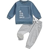 Toddler Baby Boy Clothes Letter Print Long Sleeve Sweatshirt Pullover Tops and Jogger Pants Cute Fall Winter Outfit