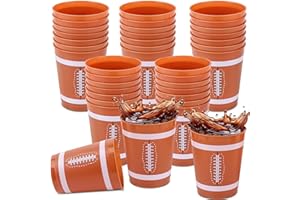 Lemicin 24 Pcs Football Plastic Cups, 12Oz Bulk Reusable Plastic Football Tumblers Drinking Cups for Kids Football Sports Game Day Holiday Birthday Tailgate Party Event Supplies