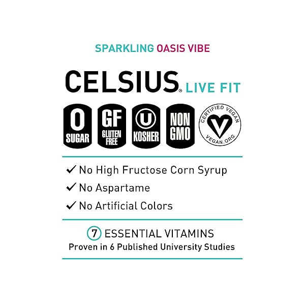 CELSIUS OASIS VIBE SPARKLING PRICKLY PEAR LIME, SUGAR FREE ENERGY DRINK, 12 FL OZ (PACK OF 12)
