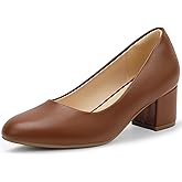IDIFU IN2 Women's Pumps Closed Round Toe Low Block Chunky Heels Short Small Thick Heels Wedding Bridal Homecoming Work Prom Dress Shoes for Women Comfortable Cute Dressy Formal Classic Pumps Shoes