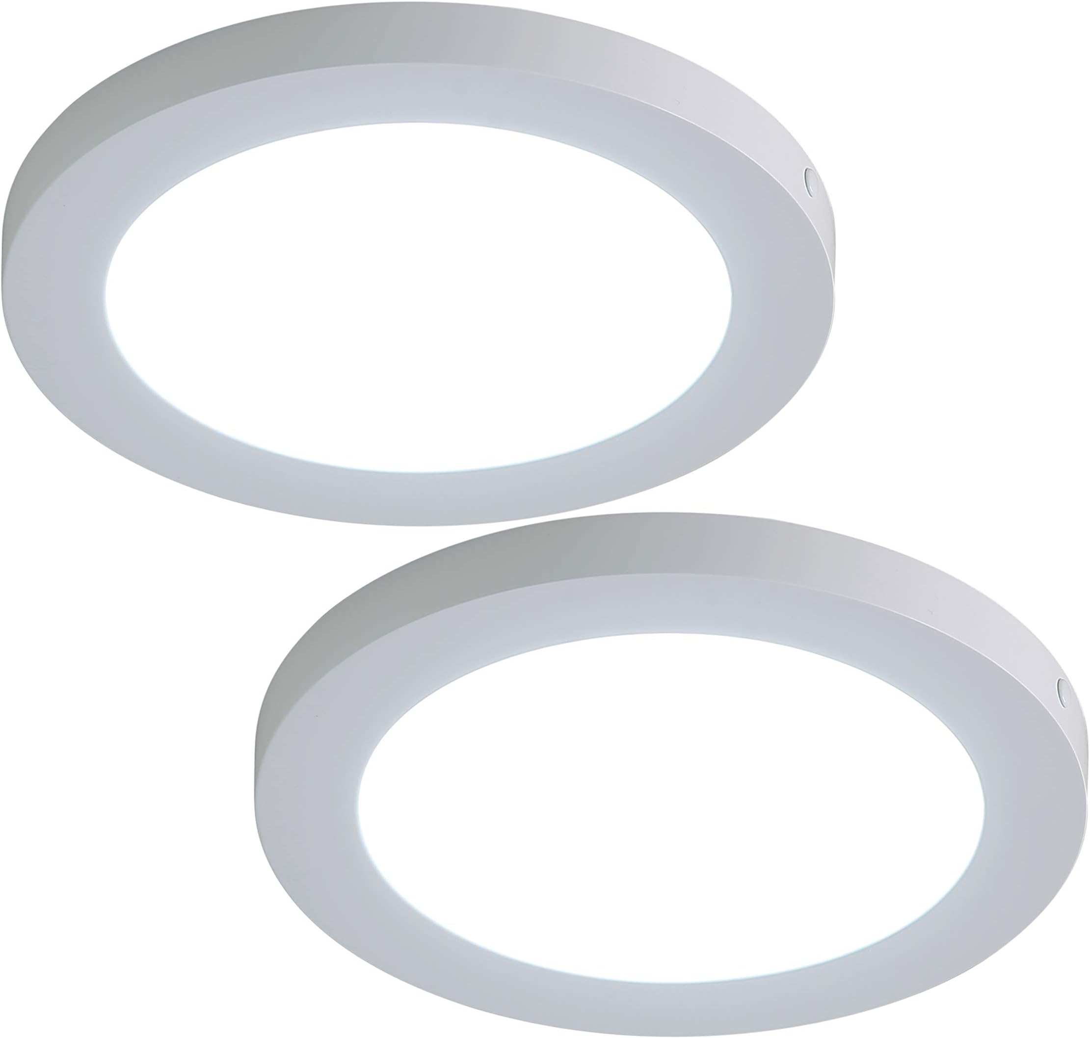 FINXIN LED Flush Mount Ceiling Light, 12W/18W Cool White 6000K Milk White Round Lighting Fixture for Closets, Kitchens, Stairwells, Basements, Bedrooms, Washrooms (2 Pack) (18W)