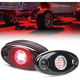 POVTOR 12V Red LED Rock Light Kit, 2 Pods Neon Underglow Lights | IP68 Waterproof, Red Off Road Underbody Lights for Truck Pickup Cars ATV UTV SUV RZR Motorcycle Boat