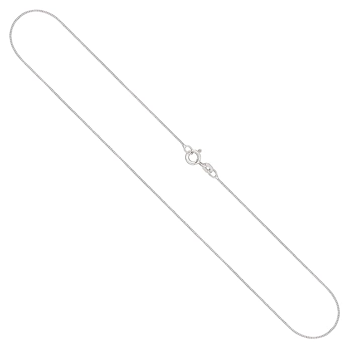 Damen Goldkette, 0.6 mm Venezianerkette aus Weißgold 750/18 Karat, 585/14 Karat und 375/9 Karat Gold, mit Federring, die Läng
