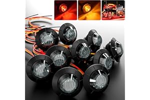 BJZ 3/4" Side Marker Trailer LED Lights Red-Amber Dual Color 4LED Round Clearance Brake Stop Turn Signal Tail Bullet Light 12V for Trailer Truck Van RV ATV Bus, 10Pcs w/Smoked Lens
