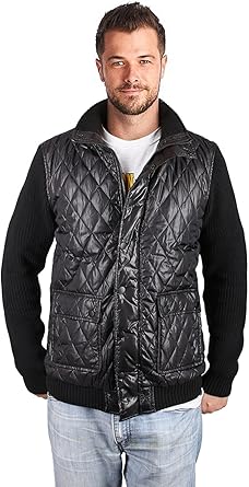 Zeta Wear Men S Knit Sleeves Quilted Hidden Zip Down Jacket With Stand Collar At Amazon Men S Clothing Store