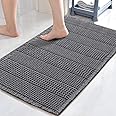 H.VERSAILTEX Upgraded Waffle Bath Mat Super Absorbent Bathroom Mats Non Slip Bath Rugs for Bathroom Floor Machine Washable Dry Fast Bathroom Rugs for Beside Tub, 17" x 24", Grey