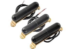 MUSICLILY Artec LSA70 Alnico 5 Lipstick Style Single Coil Neck Middle Bridge Pickup Set for Strat Style Electric Guitar, Black