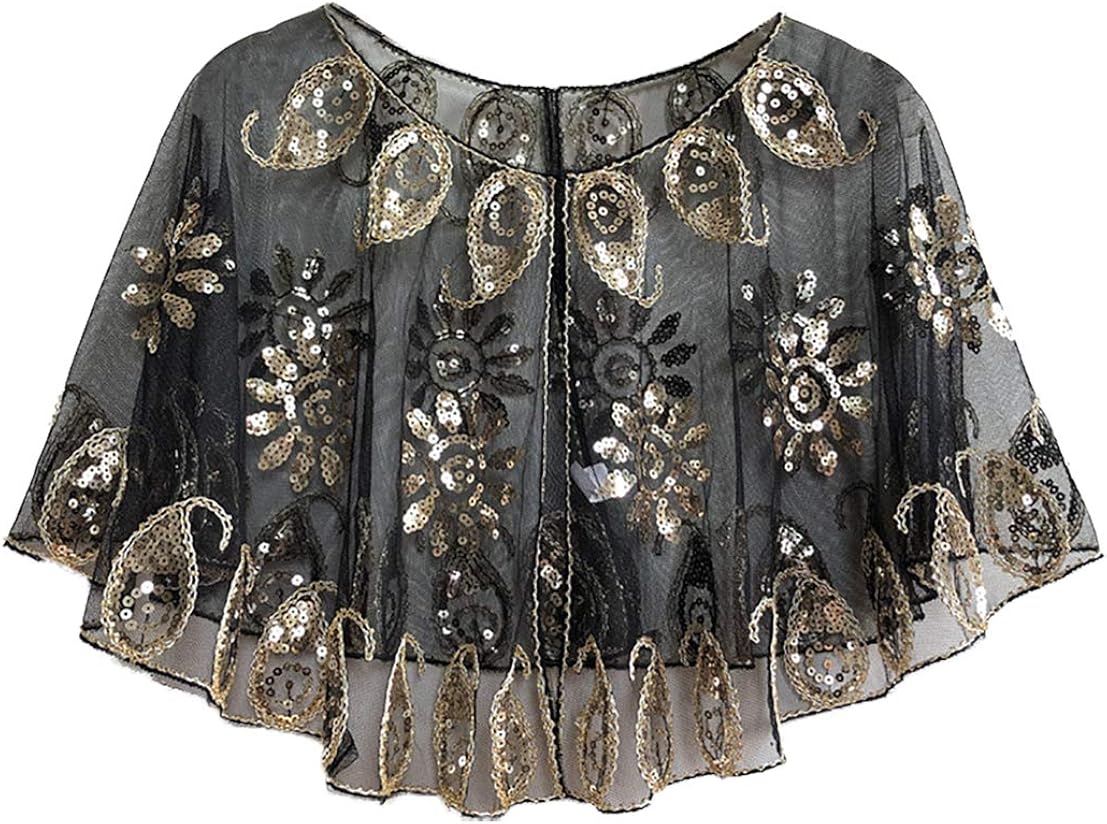 Châle Années 1920 à Paillettes Et Perles - Cape Boléro Pour Soirée, Mariage, Fête, Style Rétro