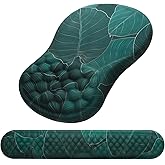 Mouse Pad Wrist Support, Laokiiy 2 in1 Keyboard Wrist Rest+ Ergonomic Mouse Pad, Non-Slip Wrist Rest for Computer Keyboard, Made Easy Typing & Relieve Wrist Pain（Banana Leaf Green）