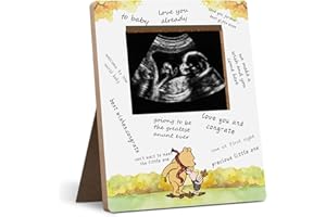 Hatzelou Winnie Baby Shower Sign Picture Frame, Winnie Baby Sonogram Picture Frame, Baby Shower Gender Reveal Gifts, Gifts for Expecting Mom, Gender Reveal for Expecting Parents 4.3 * 5.3 IN Photos