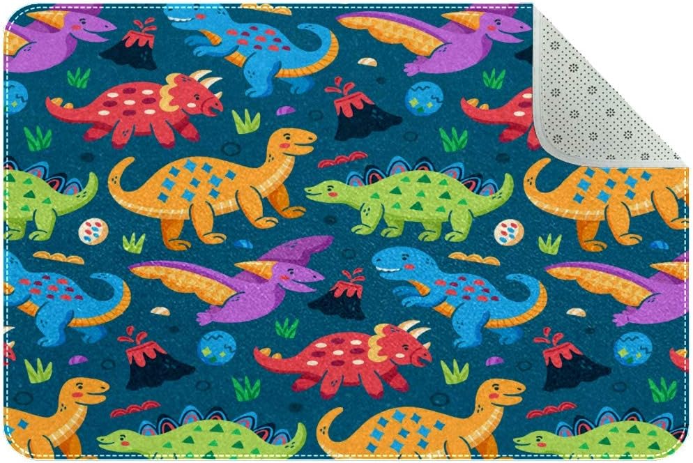 Lindo colorido dinosaurio alfombra interior y exterior, fácil de