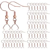Earring Hooks 50PCS/25Pairs, Stainless Steel Rose Gold Ear Wires Fish Hooks, Hypo-allergenic Jewelry Findings Parts for DIY Jewelry Making