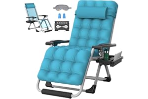 ZENPETIO 29In XL Zero Gravity Chair w/Cushion, Zero Gravity Recliner Lounge Chair for Indoor and Outdoor, Reclining Camping Chair for Lawn, Anti Gravity Chair with Cup Holder and Footrest, 440LBS