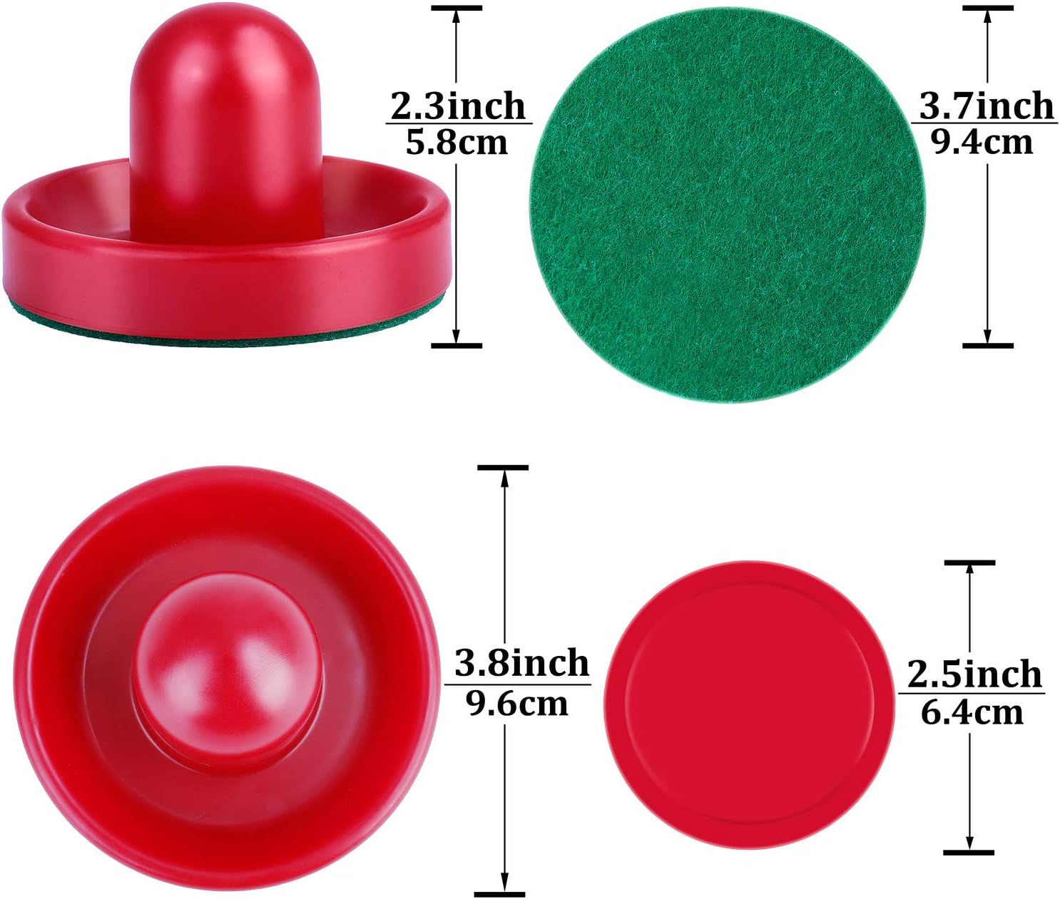 URATOT Air Hockey Pushers and Air Hockey Pucks Air Hockey Paddles, Goal Handles Paddles Replacement Accessories for Game Tables(4 Pushers, 8 Red Pucks and 8 Green Pads) : Sports & Outdoors