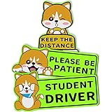 3PCS Student Driver Car Magnet, New Driver Reflective Sticker Safety Sign for Car Bumper Magnet Decal, Please Be Patient Keep