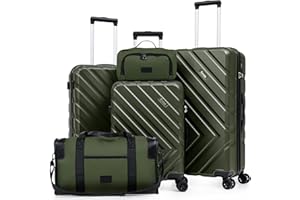 Eeeza Luggage Sets 5 Piece, Suitcases with Wheels, ABS Hard Case Luggage with TSA Lock Spinner Wheels, Carry On Luggage Set(5 Piece Sets (20"/24"/28"/DB/TB))