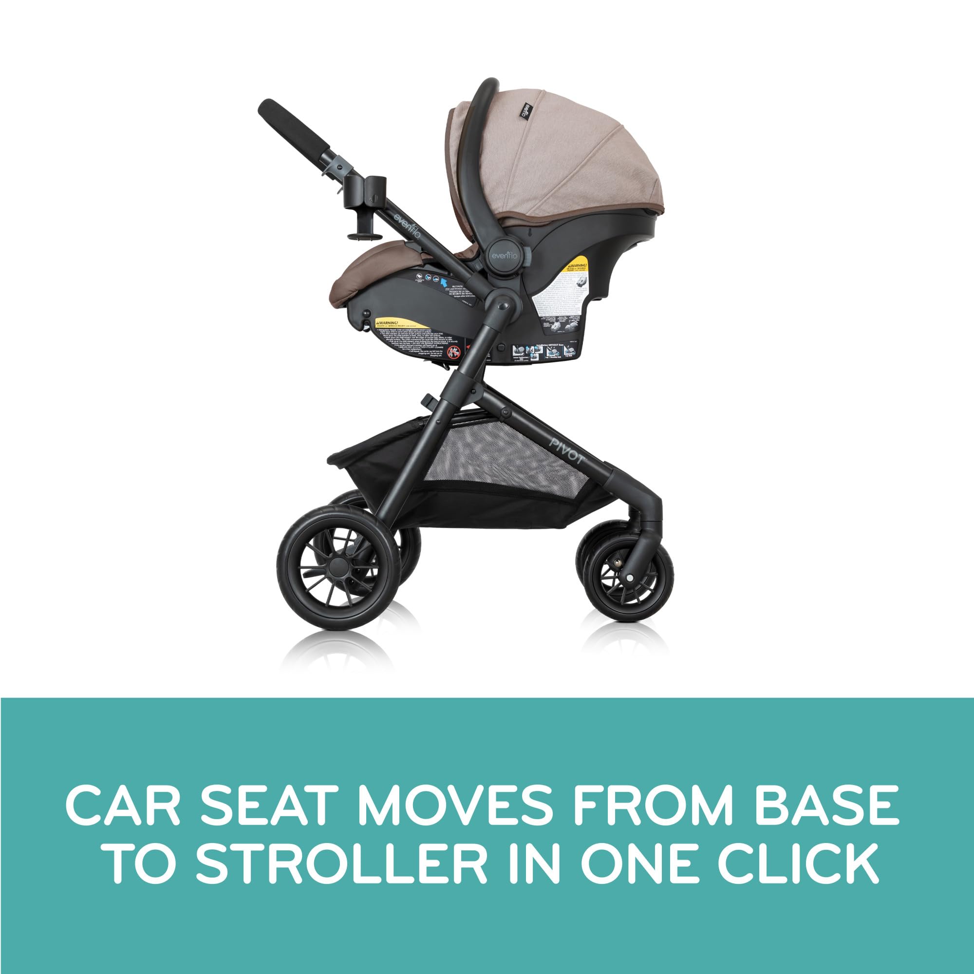 Evenflo Pivot Modular Travel System with LiteMax Infant Car Seat (Desert Tan)