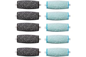 5 Extra Coarse & 5 Regular Coarse Refill Rollers, Professional Replacement Roller Heads Compatible With Amope Pedi Perfect El