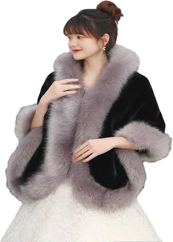 Amazon ファーケープ レデイース 花嫁 F ケープ 可愛い フェイクファーショール 結婚式 ウェディング カーディガン ドレス ショール ホワイト エレガント キュートな肩かけ 振袖用 ドレス用 ウエディング用 発表会 披露宴 グレー パーティ ストール 通販
