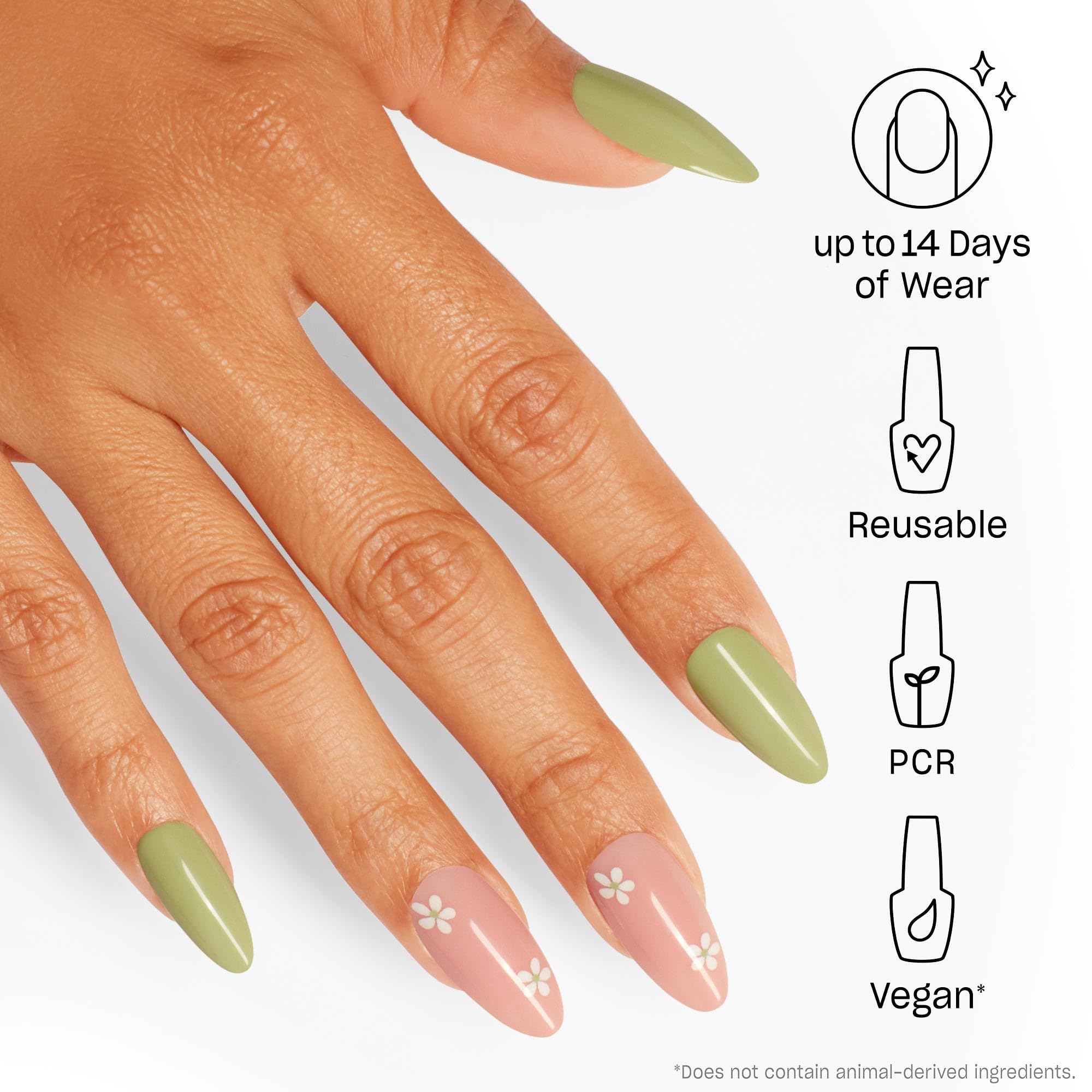 OPI On Point I Gleam of Spring | Long Almond Pastel Pink Green Nail Art Press On Nails | With Nail Glue | Long Lasting, Reusable, Non-damaging - Image 2