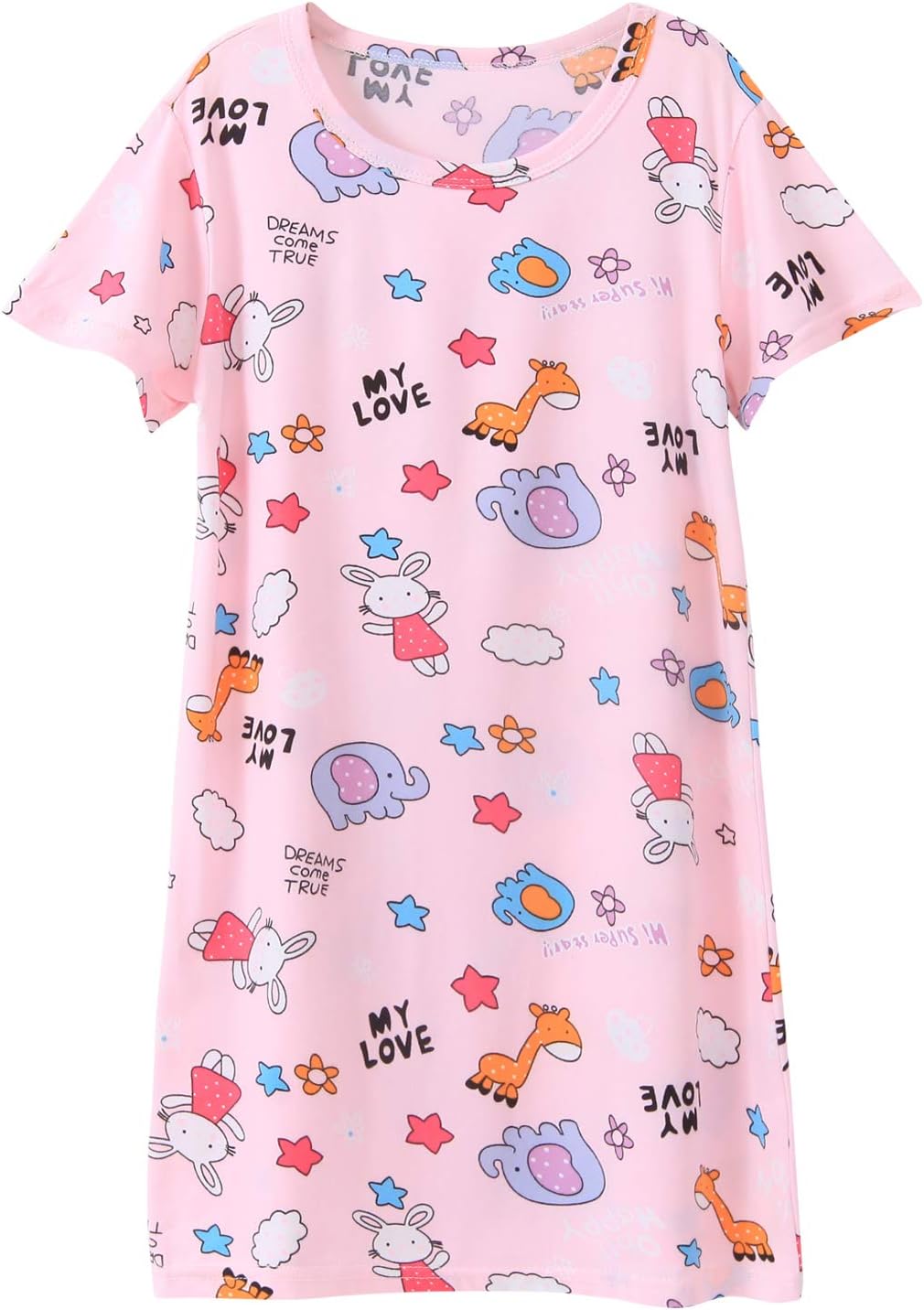Girl's Nightgowns Polyester Round Collar Sleepwear Soft Cute Animal Princess Nightdress 3-12 Years