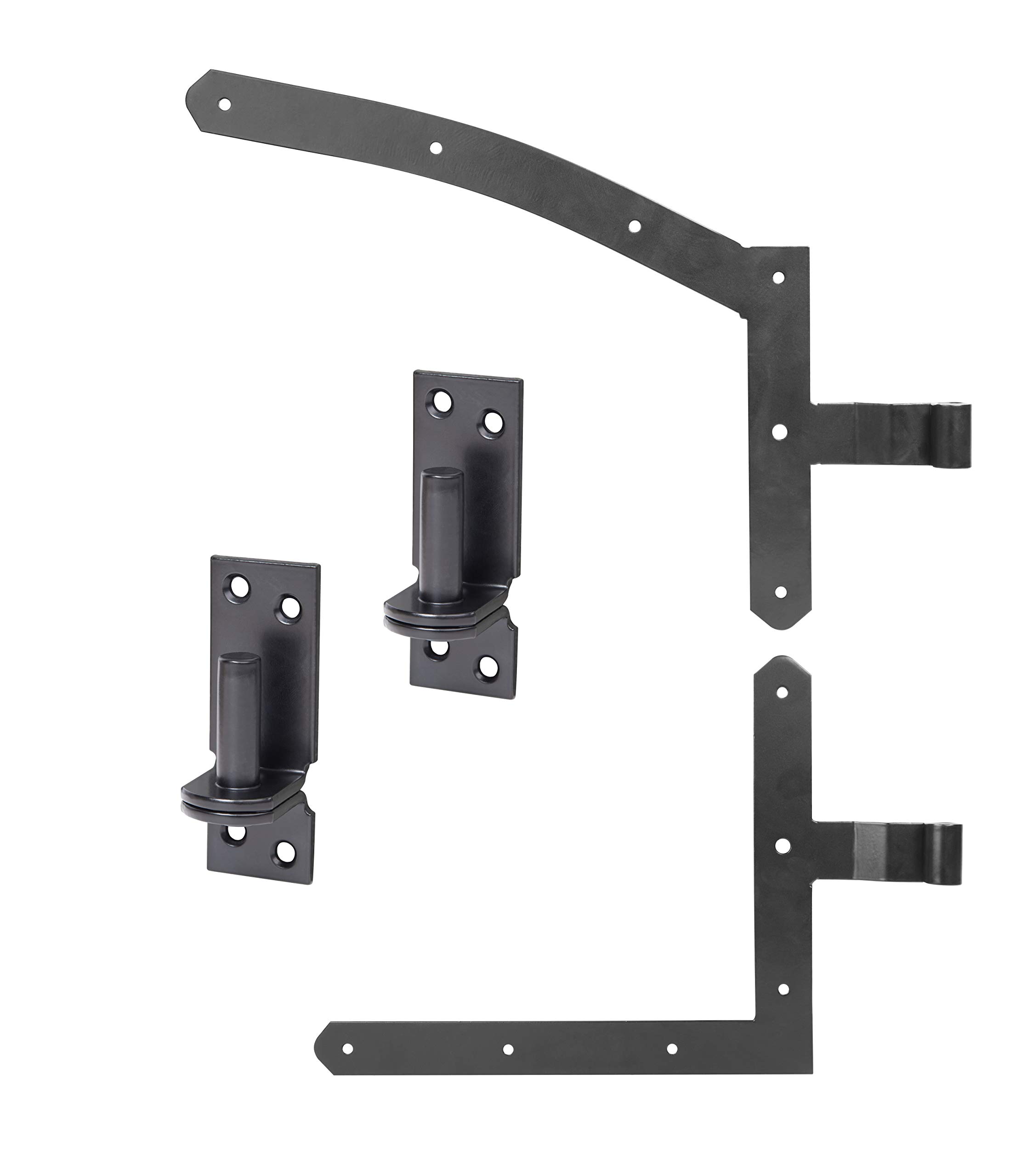 GAH-Alberts Beschlagsortiment 206581 Fitting Assortment for Round Arch Single Yellow-Galvanised Black Plastic-Coated for Left-Opening Gates, für Links öffnende Tore