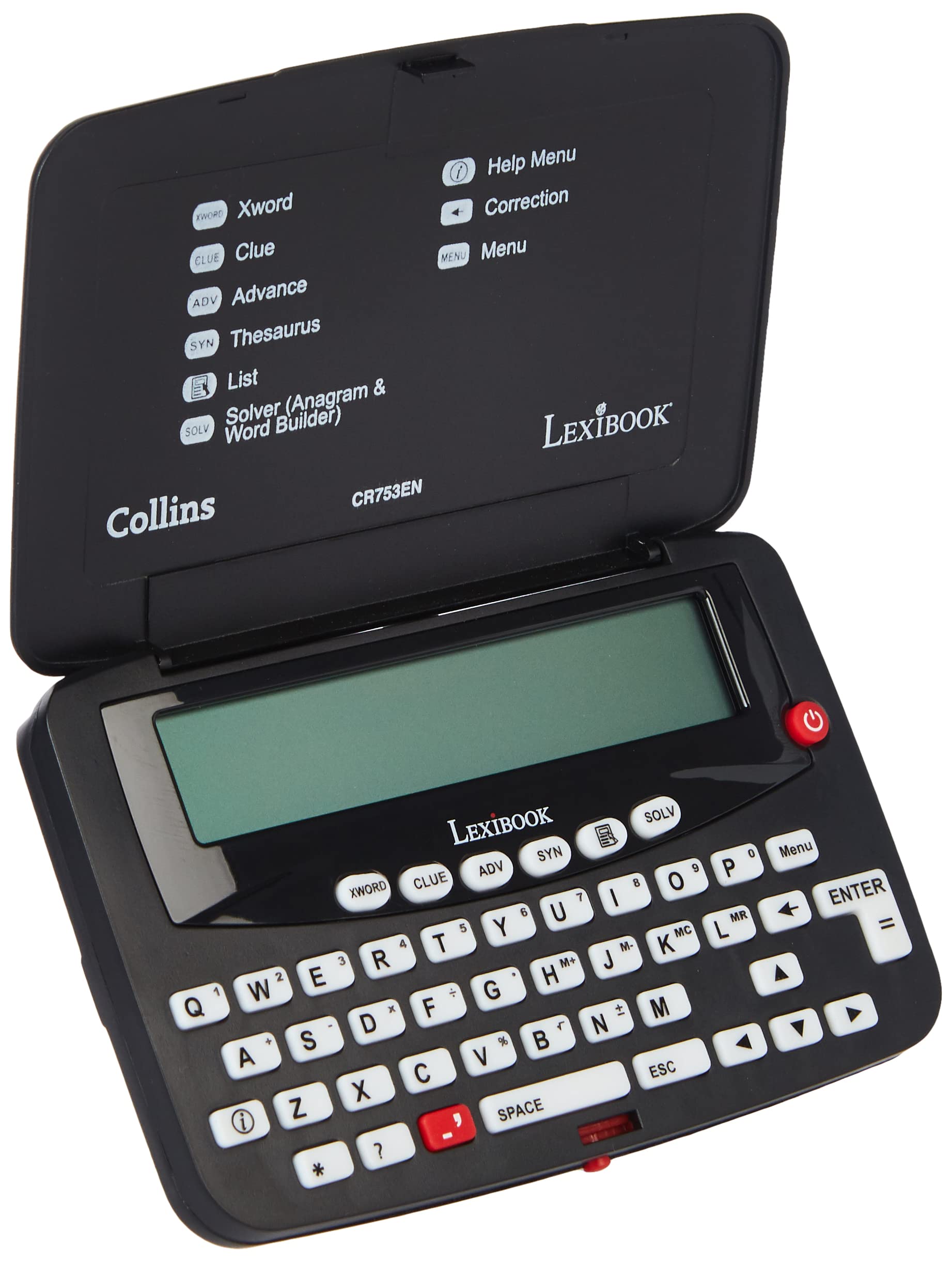 LEXIBOOK DC753EN Electronic Pocket Spellchecker, Thesaurus, Crossword, Conjugation, Anagram Solver, Words Games, with Battery, Blue/White