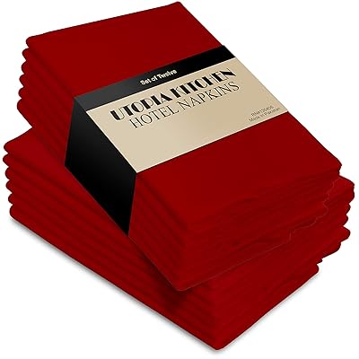 Utopia Kitchen Cloth Napkins, 12 Pack (18 x 18 Inches), Red Cotton Dinner Napkin