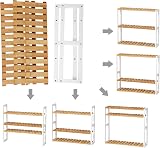 SONGMICS Bamboo 3-Tier Shelf Wall Mount/Free Standing White BCB13WN view 6
