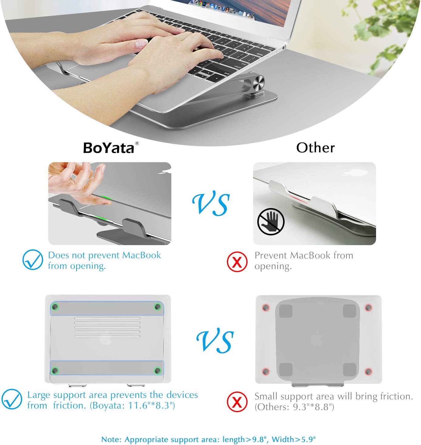 BoYata Laptop Stand, Stand for MacBook: Multi-Angle Sand Cooling Stand, Compatible with Laptops (10-15 Inches) - Image 5