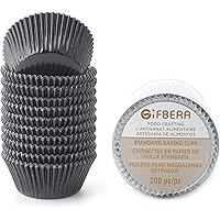 Gifbera Standard Black Foil Cupcake Liners Muffin Wrappers, 200-Count